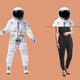Normal people are dressed as astronauts