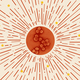 A red circle surrounded by yellow stars and red lines.