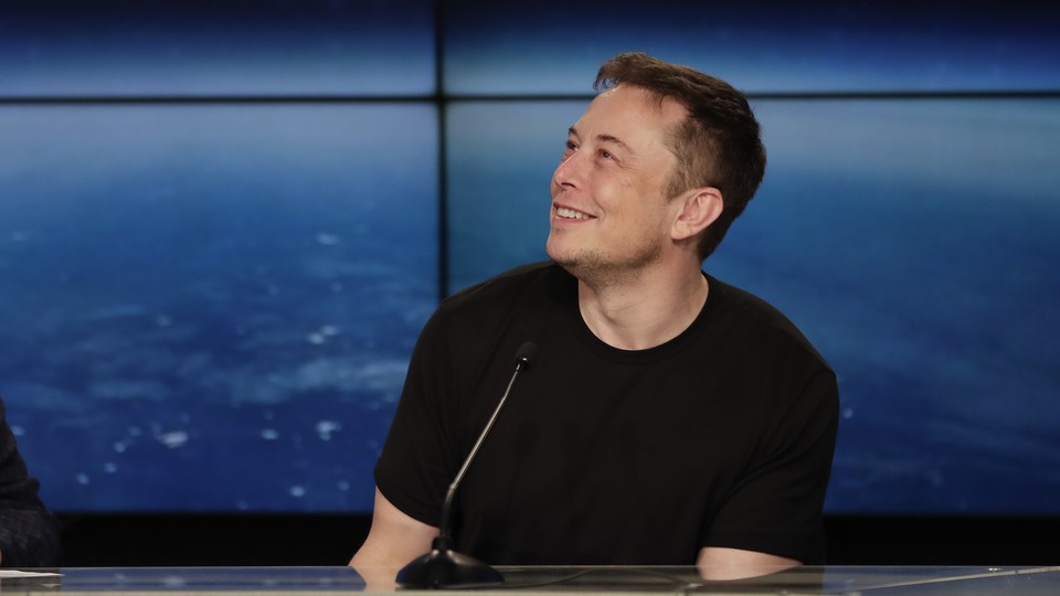 Elon Musk, SpaceX CEO and founder, at a press conference after the Falcon Heavy launch