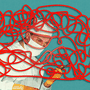 Artwork of a doctor obscured by a winding network of red tape