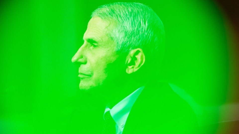 Anthony Fauci in green-tinted profile
