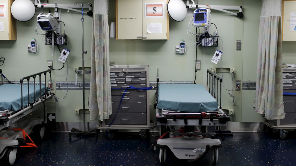 Two adjacent hospital beds