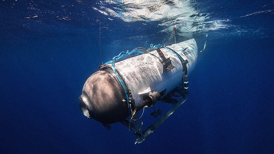 The Titan submersible photographed underwater