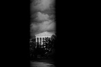 Black and white photo of the Supreme Court building