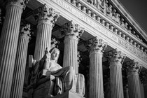 Black-and-white photo of the Supreme Court building