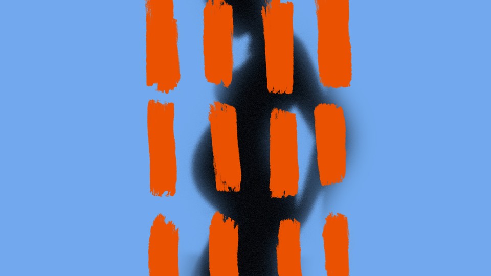 Illustration of a pregnant person with orange-paint tally marks