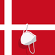 Illustration of the Denmark flag with a mask.