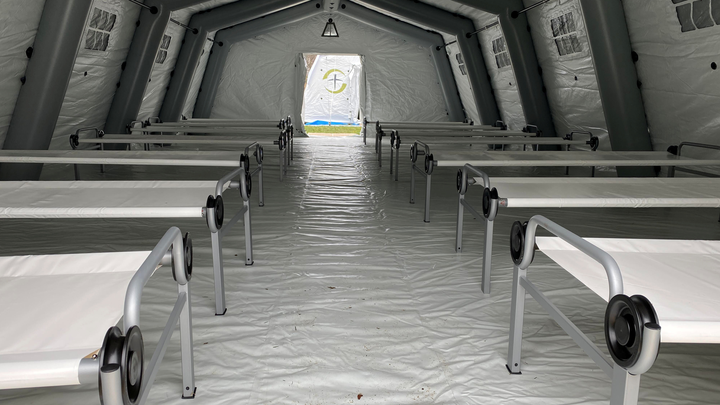 Inside a newly erected field hospital in Manhattan's Central Park, March 30, 2020