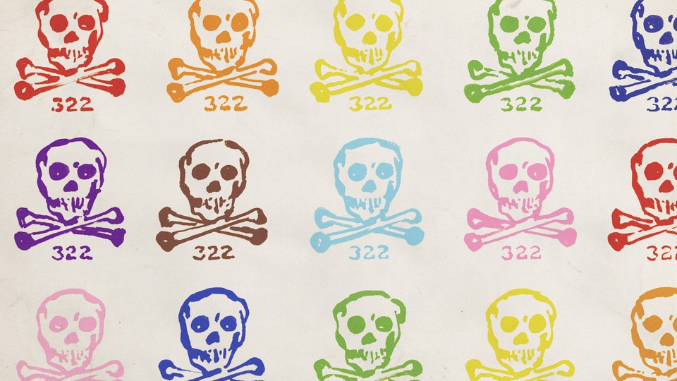 An illustration of the Skull and Bones emblem in the colors of the rainbow
