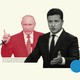 An illustration featuring Volodymyr Zelensky and Vladimir Putin