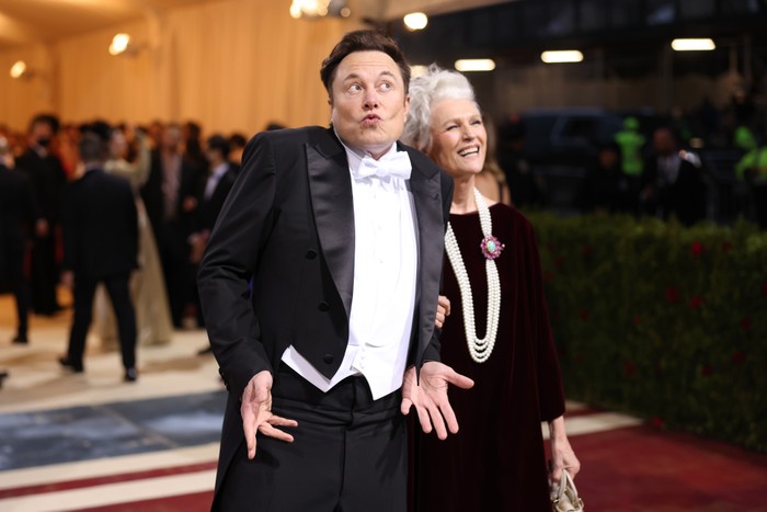 Elon Musk and Maye Musk attending the 2022 Met Gala in May