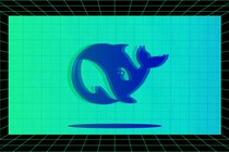 The DeepSeek logo against a grid background