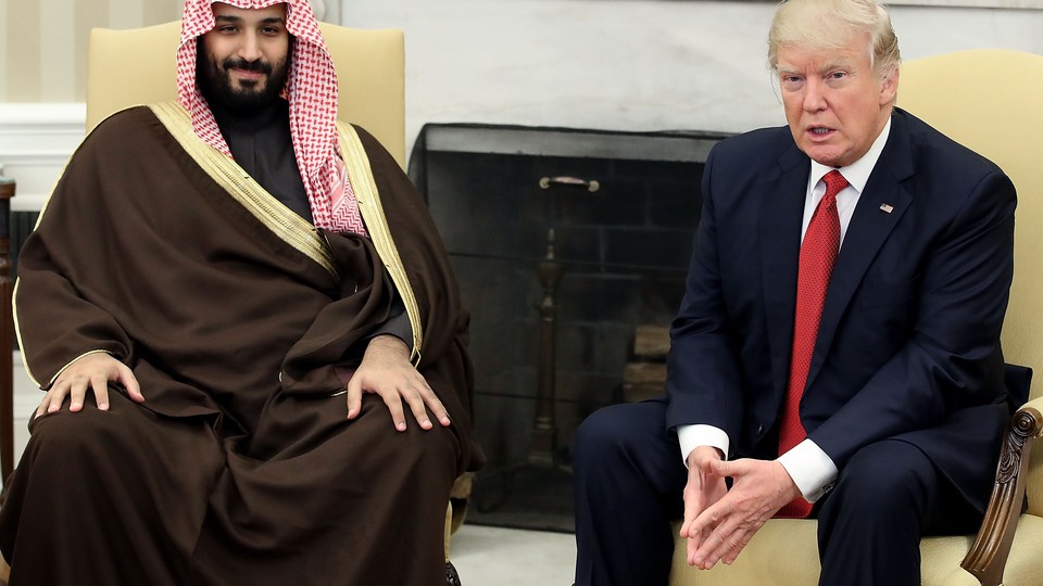 President Donald Trump meets with Mohammed bin Salman, Deputy Crown Prince and Minister of Defense of the Kingdom of Saudi Arabia at the White House on March 14, 2017.
