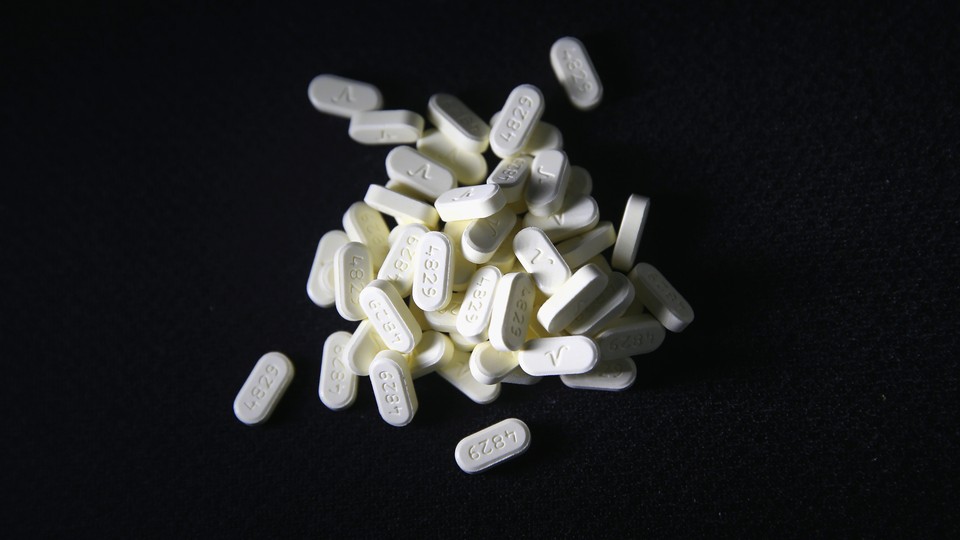 A pile of oxycodone pills