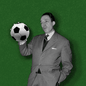 Illustration of Albert Camus with a soccer ball.