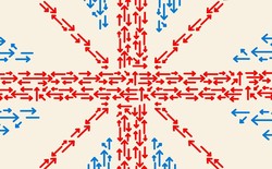 Blue and red arrows resemble the Union Jack flag.