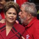 Luiz Inacio Lula da Silva talks to former president of Brazil, Dilma Rousseff.