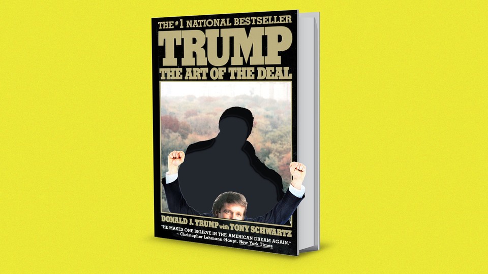 The cover of Donald Trump's 'The Art of the Deal' with a cutout of Trump raising his fists