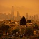 San Francisco with an orange sky, a result of the California wildfires.
