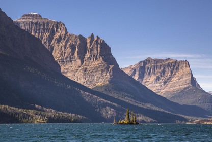 Wild Goose Island sits in Saint Mary Lake in Montana's Glacier National Park