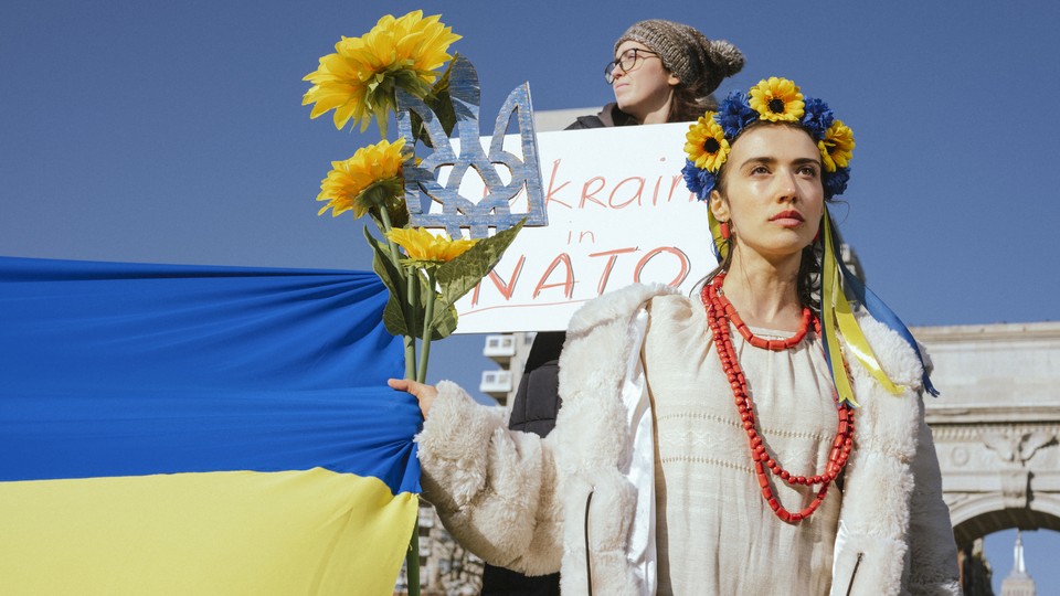 A pro-Ukraine protest in New York City