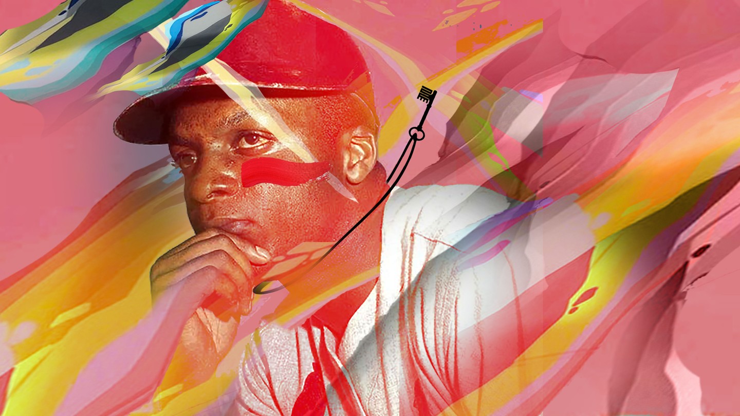 colorful photo illustration of Curt Flood