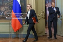 British Foreign Secretary Liz Truss and her Russian counterpart, Sergey Lavrov