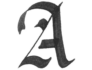 letter "A" in calligraphy