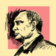A sketch illustration of Vladimir Putin