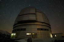 Photo of the Radioastronomical Observatory Zelenchukskaya at night