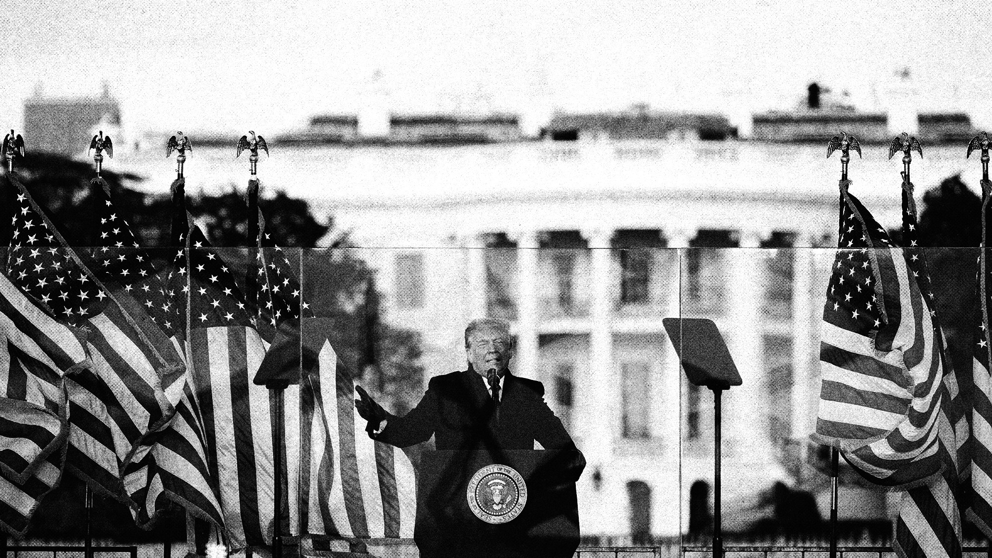 Donald Trump giving a speech on January 6, 2021 in front of the White House.