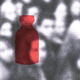 An illustration of a vaccine vial and a crowd of people.
