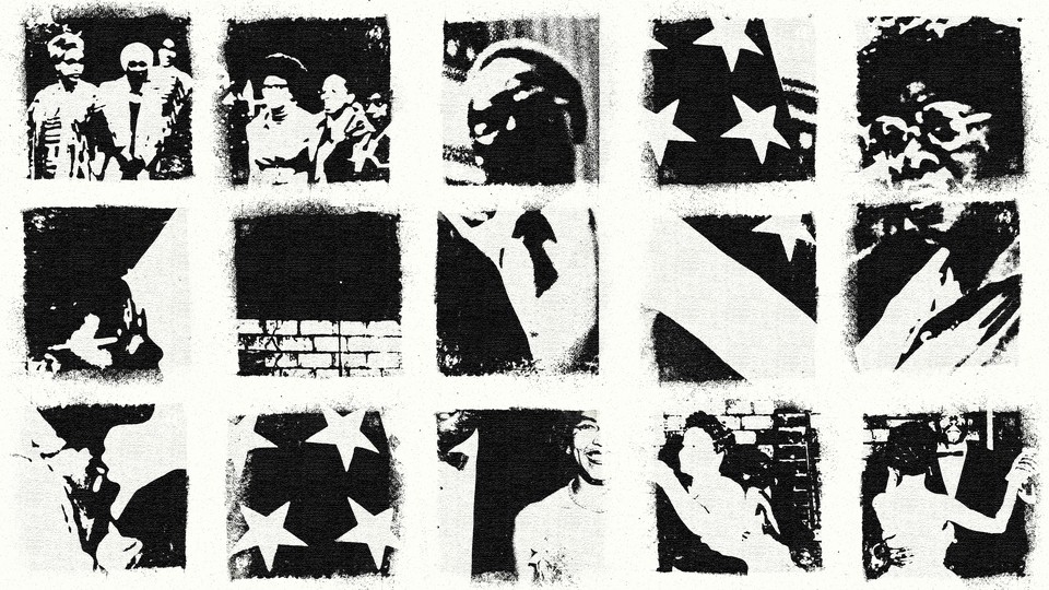 A collage with the American flag and important Black figures