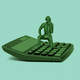 Illustration of an army figurine on top of a calculator.