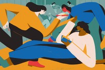 An illustration of roommates in one another's way