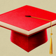 A graduation cap where the mortarboard is made out of a book
