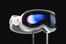 Photo of the Apple Vision Pro headset on a black background