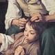 a kid gets his head checked for lice in the 1670s