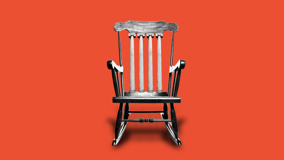 A chair on an orange background