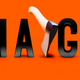 Illustration of a hatchet cutting through the word MAGA against an orange background