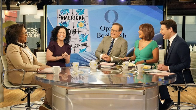 a photo of American Dirt author Jeanine Cummins and interviewers