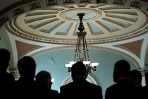 Senator Mitch McConnell and other Republicans speak to reporters on December 3, 2019.