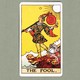 THE FOOL tarot card, with a Bored Ape head and bitcoin symbol