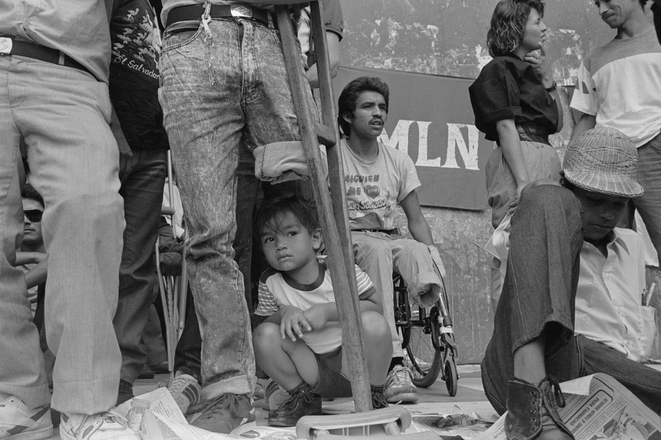 Picture of wounded FLMN combatants, including a little boy who sits beneath the amputated leg of his father, occupy the national cathedral to demand medical care. 