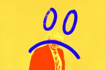 An illustration showing a sad face superimposed on an image of Boris Johnson