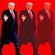 Illustration of Trump waving and disappearing.