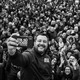 Matteo Salvini poses for a selfie with dozens of his supporters.