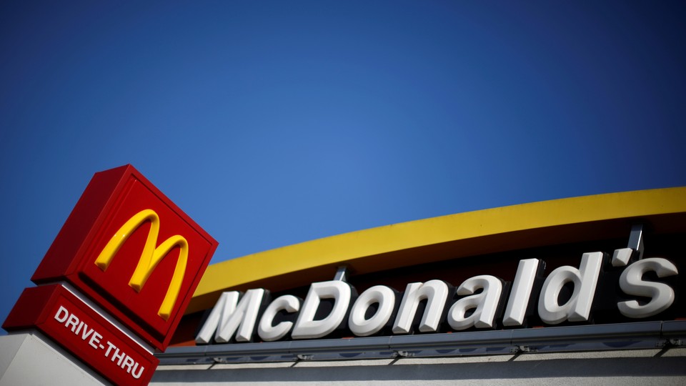 The logo of McDonald's is seen in Los Angeles, California.
