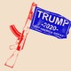 An illustration of a firearm and a Trump 2020 flag.