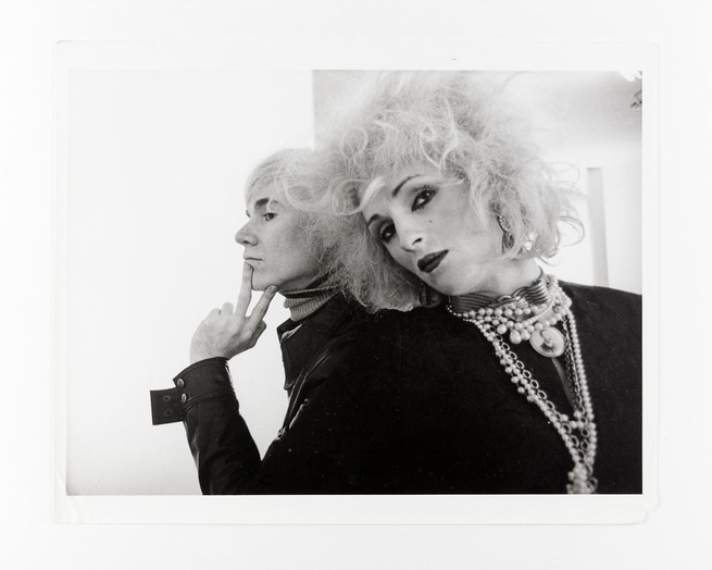 Andy Warhol and Candy Darling at the Factory studio in New York City.
